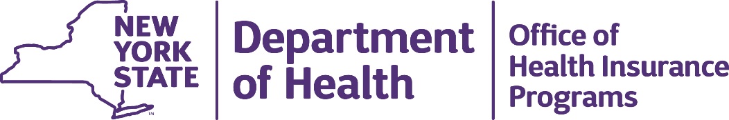 New York State Department of Health Office of Health Insurance Programs